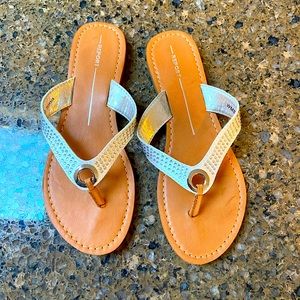 Brand new never been worn size 7 1/2 white with rhinestone accent sandals